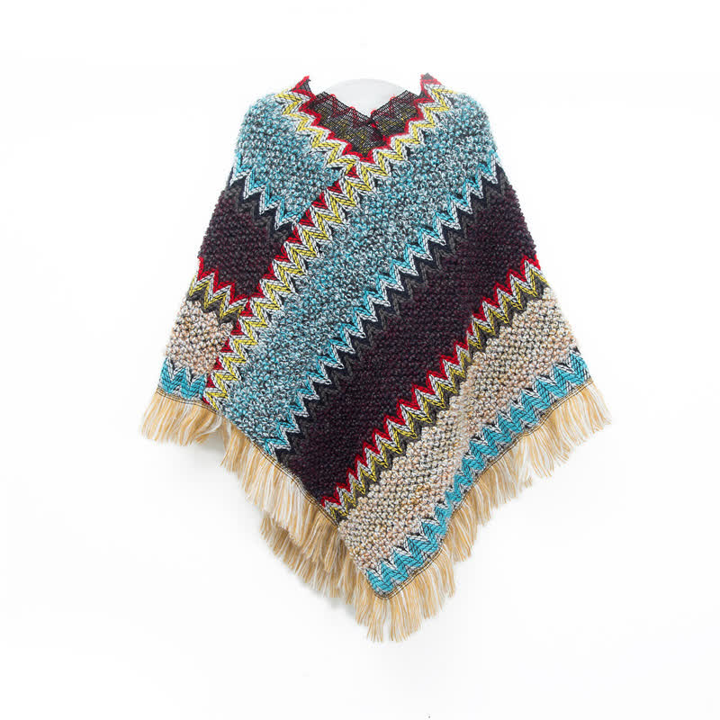Olivenorma Boho Chic Fringe Wrap Shawl - Blue - image 11