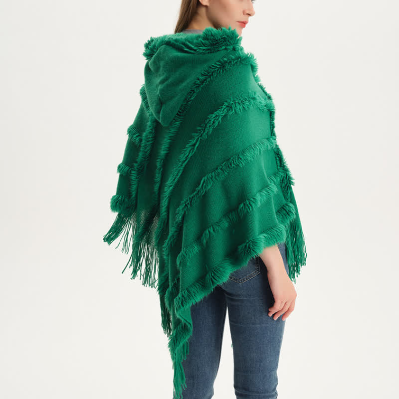 Olivenorma Solid Color Fringe Wrap Hat Cardigan Shawl - image 6