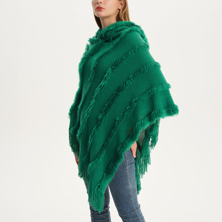 Olivenorma Solid Color Fringe Wrap Hat Cardigan Shawl - image 9