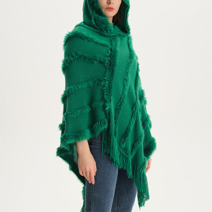 Olivenorma Solid Color Fringe Wrap Hat Cardigan Shawl - image 7