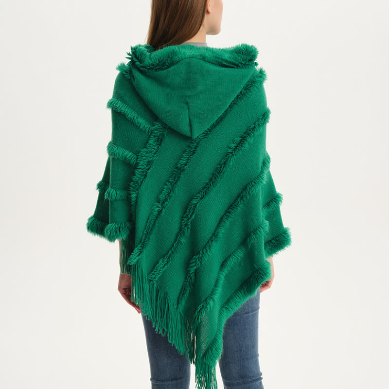 Olivenorma Solid Color Fringe Wrap Hat Cardigan Shawl - image 5