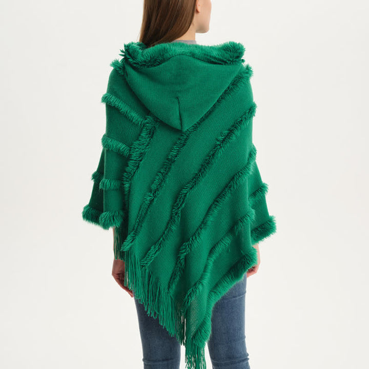 Olivenorma Solid Color Fringe Wrap Hat Cardigan Shawl - image 5