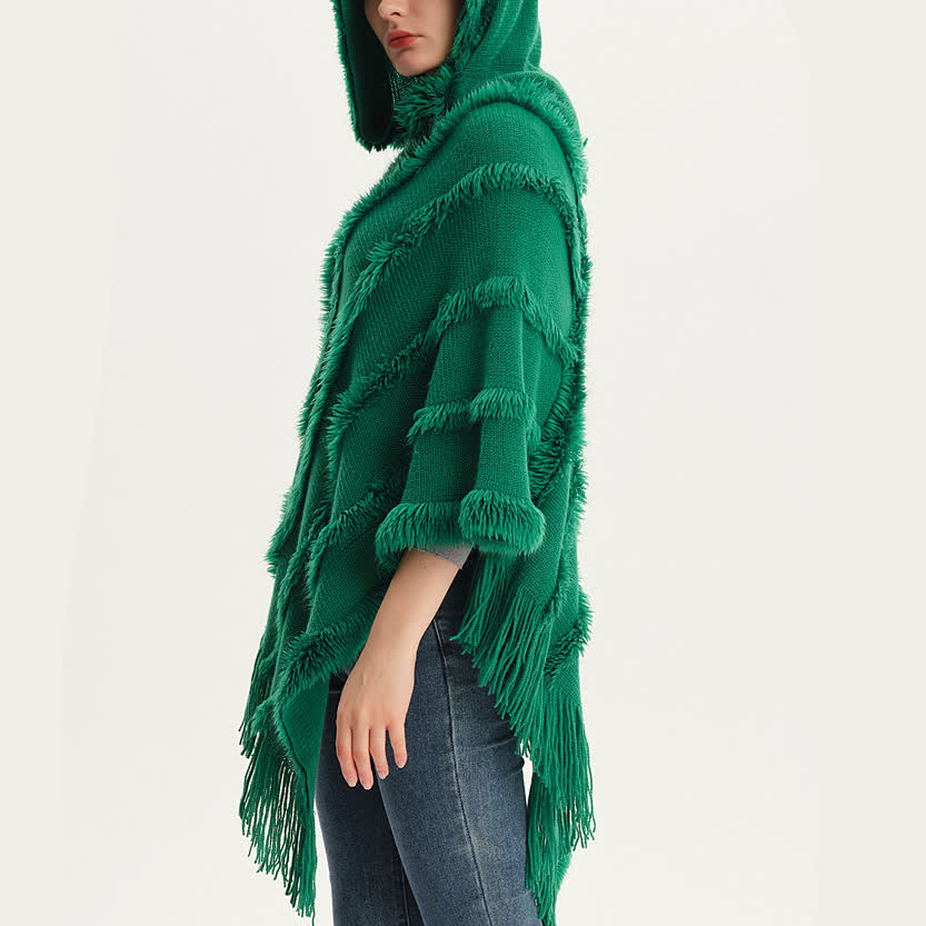 Olivenorma Solid Color Fringe Wrap Hat Cardigan Shawl - image 10