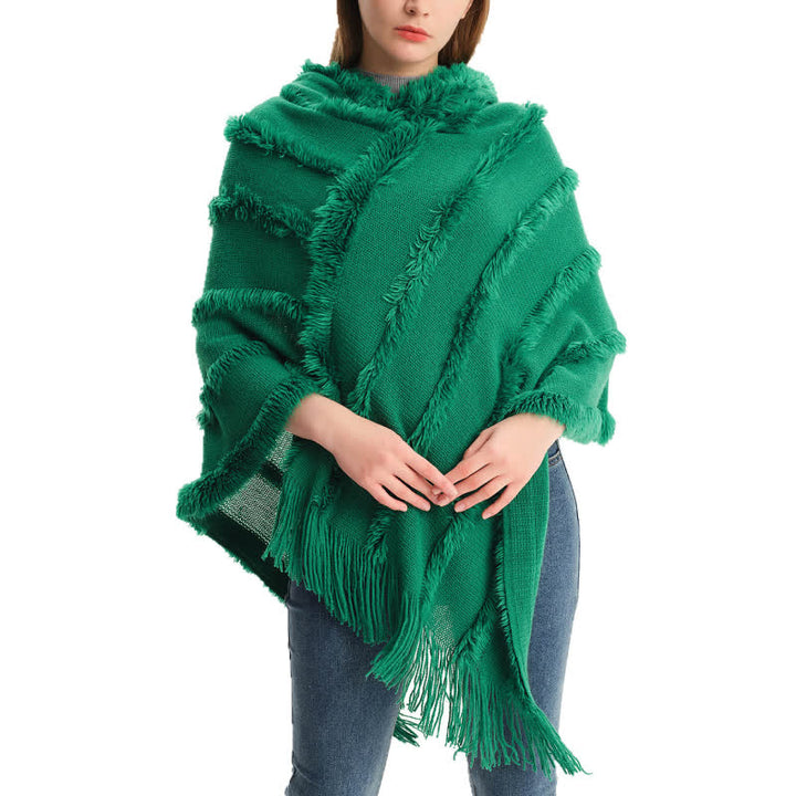 Olivenorma Solid Color Fringe Wrap Hat Cardigan Shawl - image 3