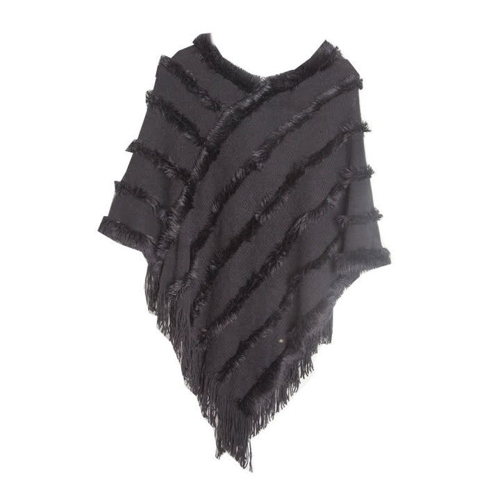 Olivenorma Solid Color Fringe Wrap Cardigan Shawl - Black - image 15