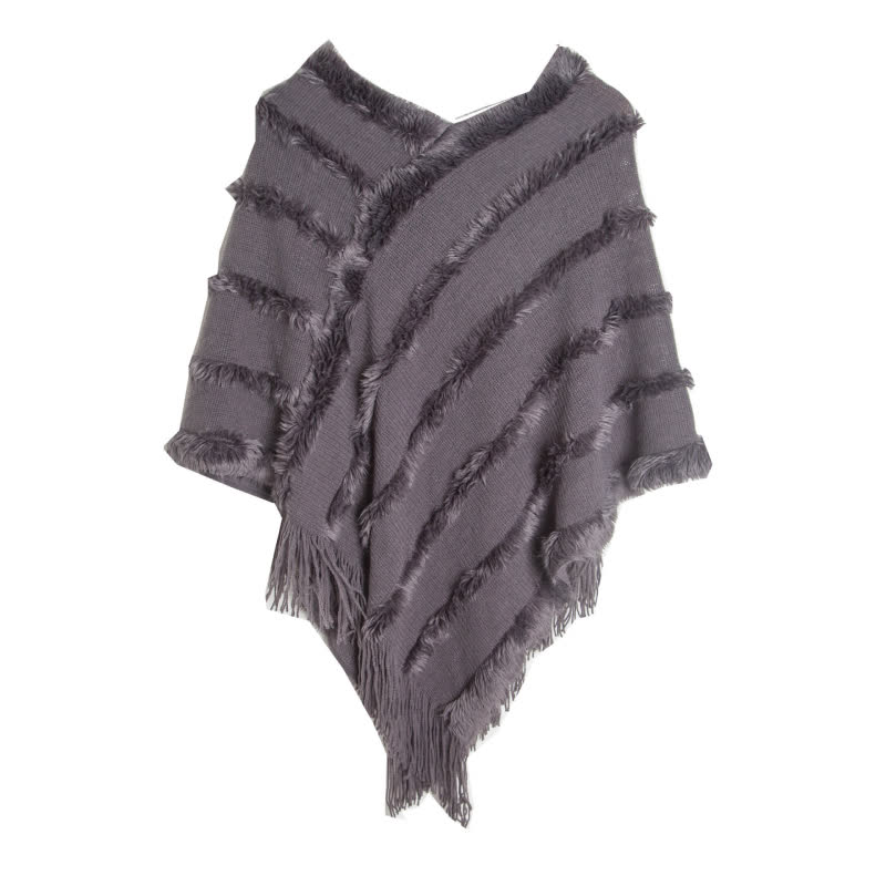 Olivenorma Solid Color Fringe Wrap Cardigan Shawl - Gray - image 14