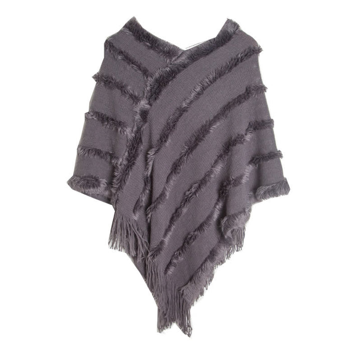 Olivenorma Solid Color Fringe Wrap Cardigan Shawl - Gray - image 14