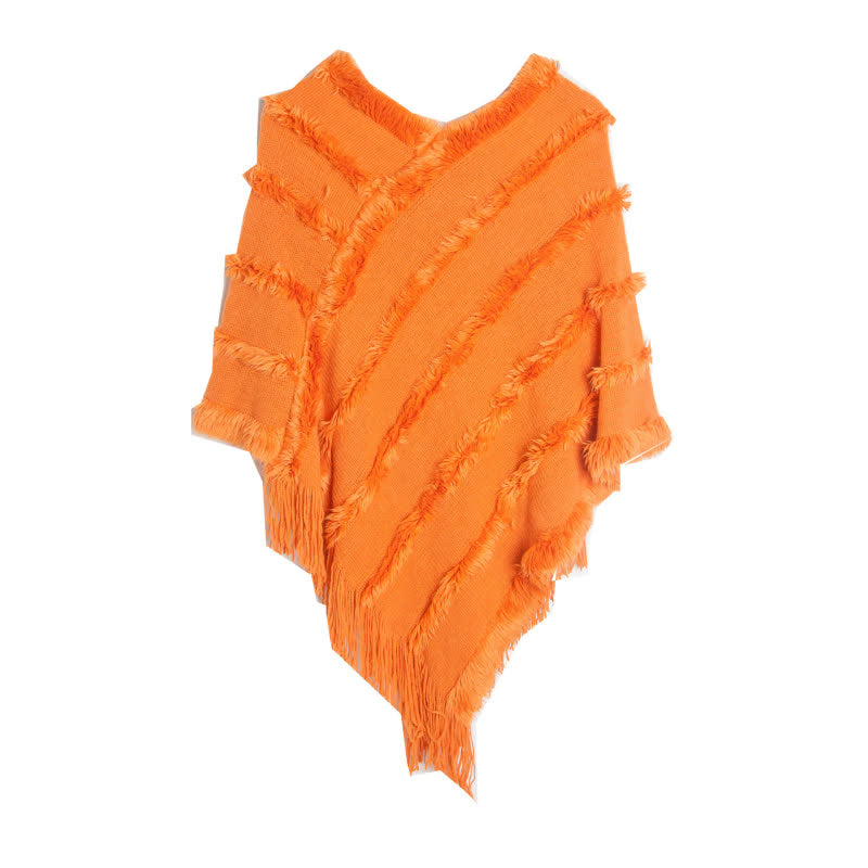 Olivenorma Solid Color Fringe Wrap Cardigan Shawl - Orange - image 10