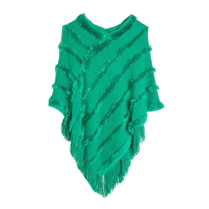 Olivenorma Solid Color Fringe Wrap Cardigan Shawl - Green - image 12