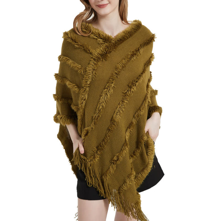 Olivenorma Solid Color Fringe Wrap Cardigan Shawl - image 2