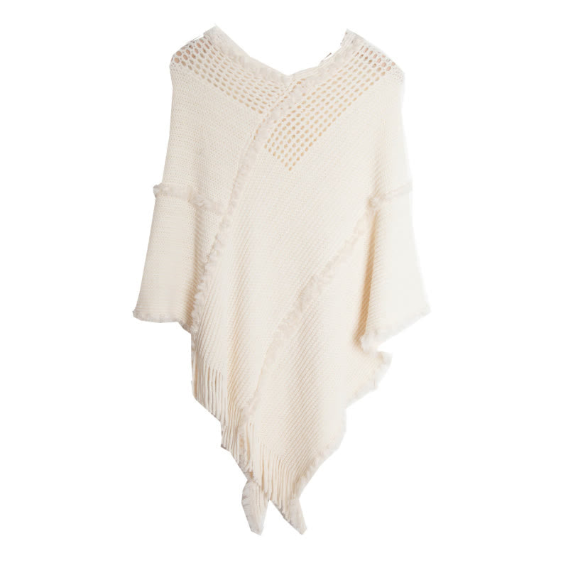 Olivenorma Fringed Camel Wrap Cardigan Shawl - White - image 8