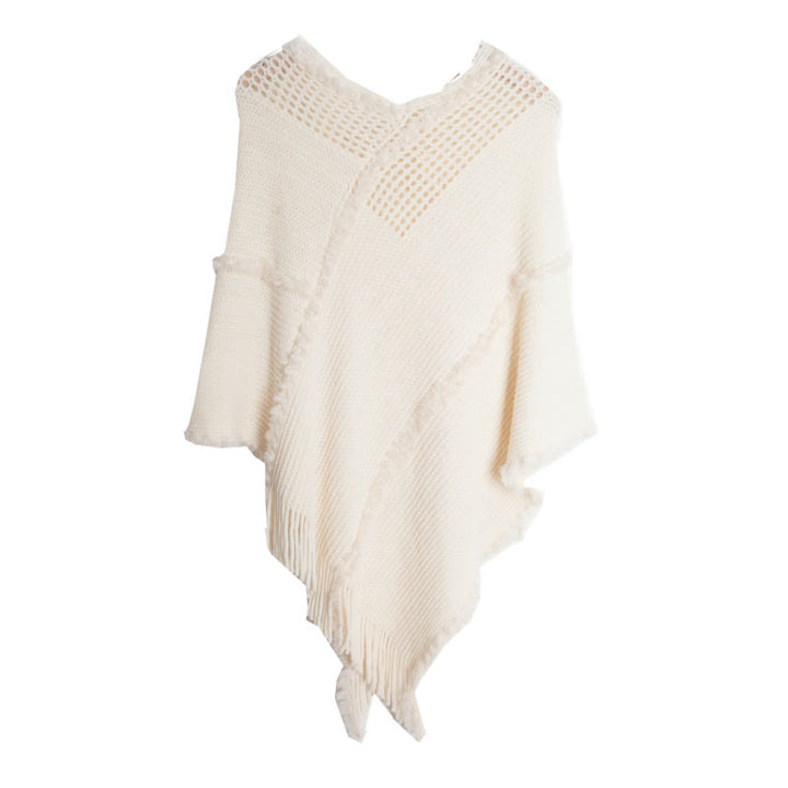 Olivenorma Fringed Camel Wrap Cardigan Shawl - White - image 8