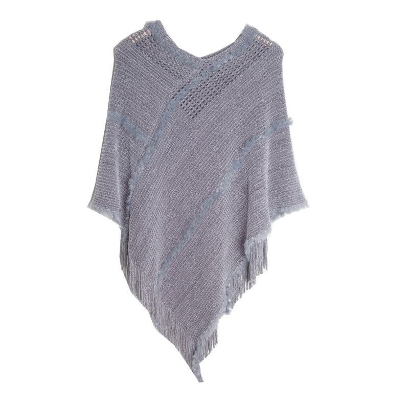 Olivenorma Fringed Camel Wrap Cardigan Shawl - Gray - image 10
