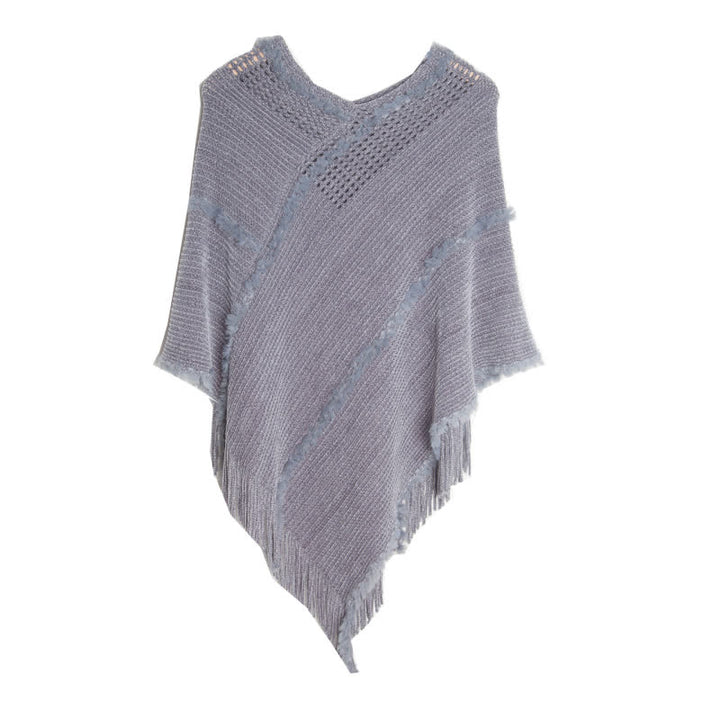 Olivenorma Fringed Camel Wrap Cardigan Shawl - Gray - image 10