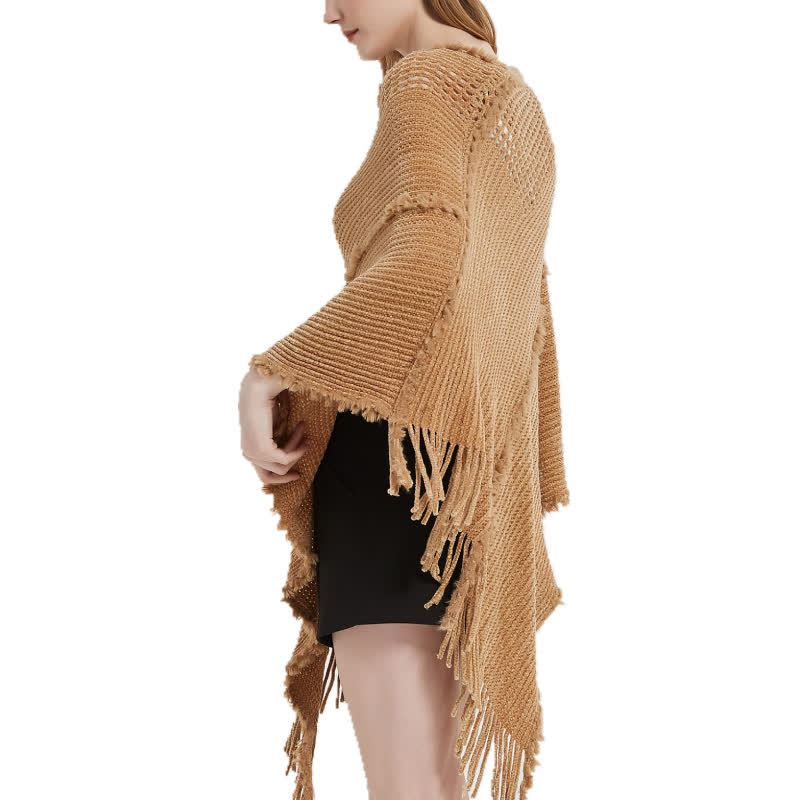 Olivenorma Fringed Camel Wrap Cardigan Shawl - image 3