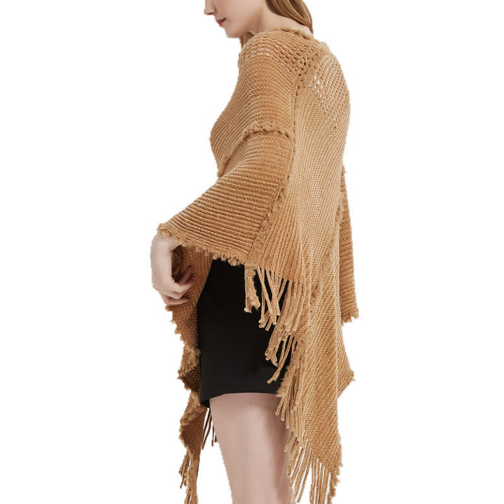 Olivenorma Fringed Camel Wrap Cardigan Shawl - image 3