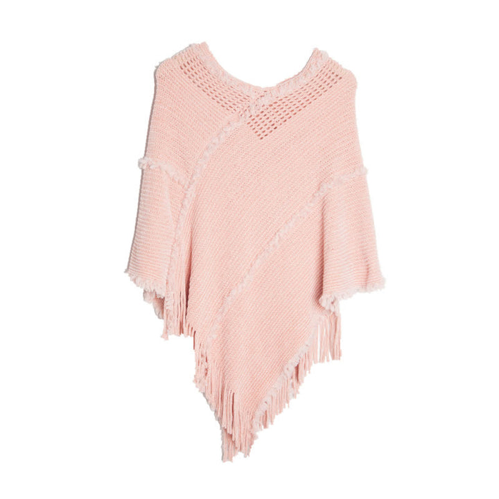 Olivenorma Fringed Camel Wrap Cardigan Shawl - Pink - image 9