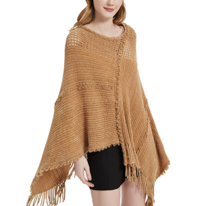 Olivenorma Fringed Camel Wrap Cardigan Shawl - image 0