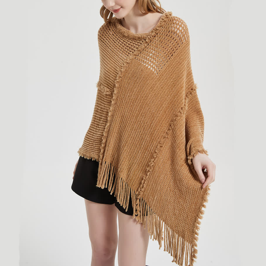 Olivenorma Fringed Camel Wrap Cardigan Shawl - image 6