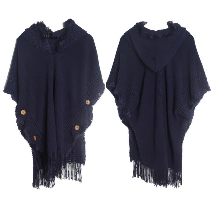 Olivenorma Fuzzy Ivory Acrylic Cardigan Shawl - Navy Blue - image 16