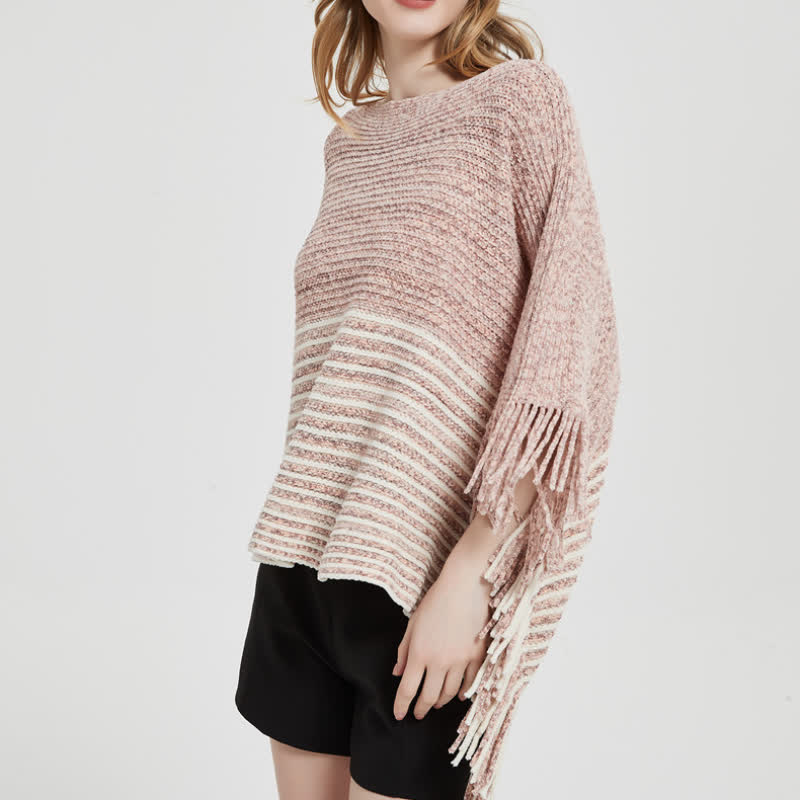 Olivenorma Striped Knit Pullover Shawl - image 13