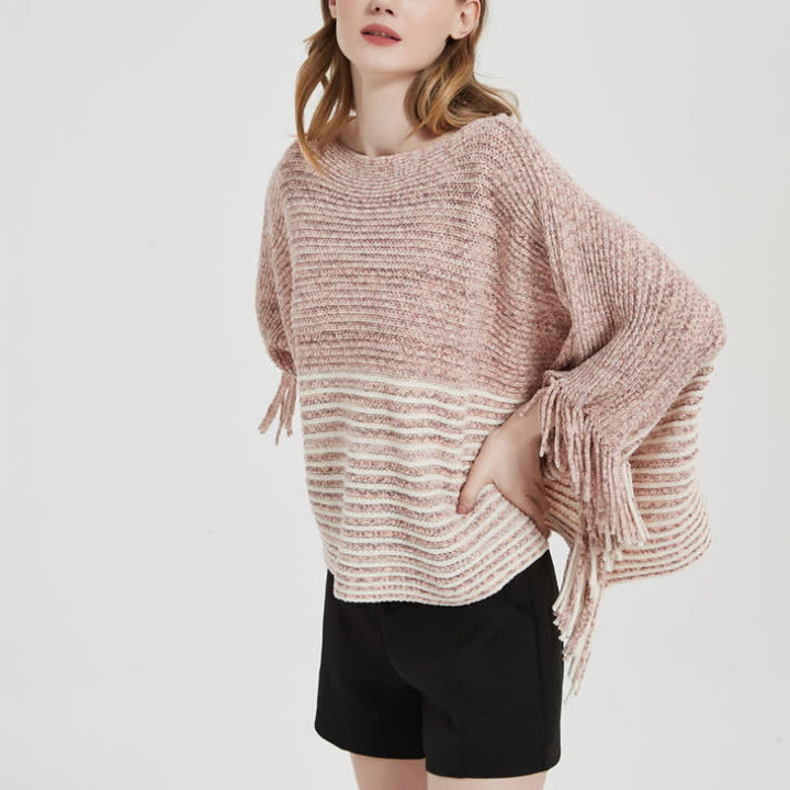 Olivenorma Striped Knit Pullover Shawl - image 8