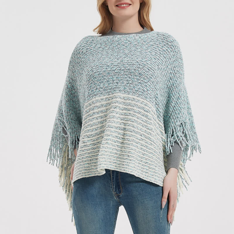 Olivenorma Striped Knit Pullover Shawl - image 4