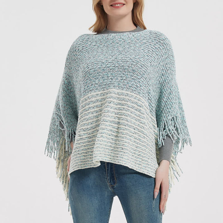 Olivenorma Striped Knit Pullover Shawl - image 4