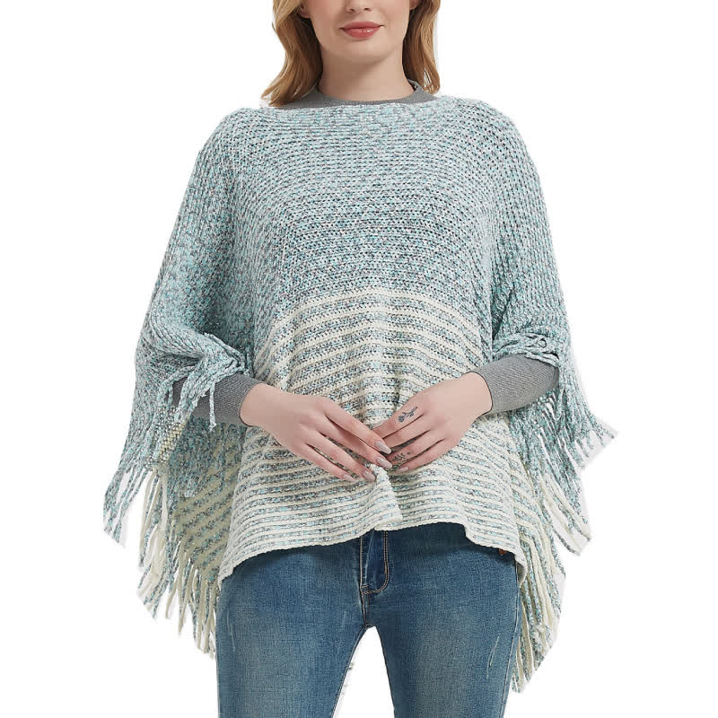 Olivenorma Striped Knit Pullover Shawl - image 0