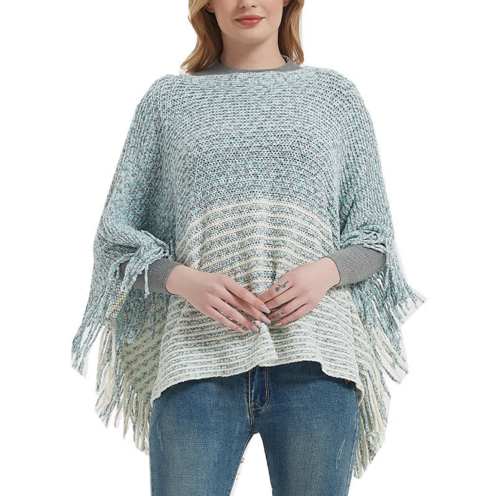 Olivenorma Striped Knit Pullover Shawl - image 0