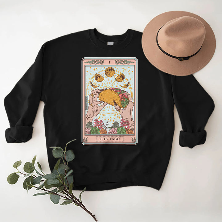 Olivenorma THE TACO Moon Phase Funny Tarot Card Fleece Loose Sweatshirt - image 6