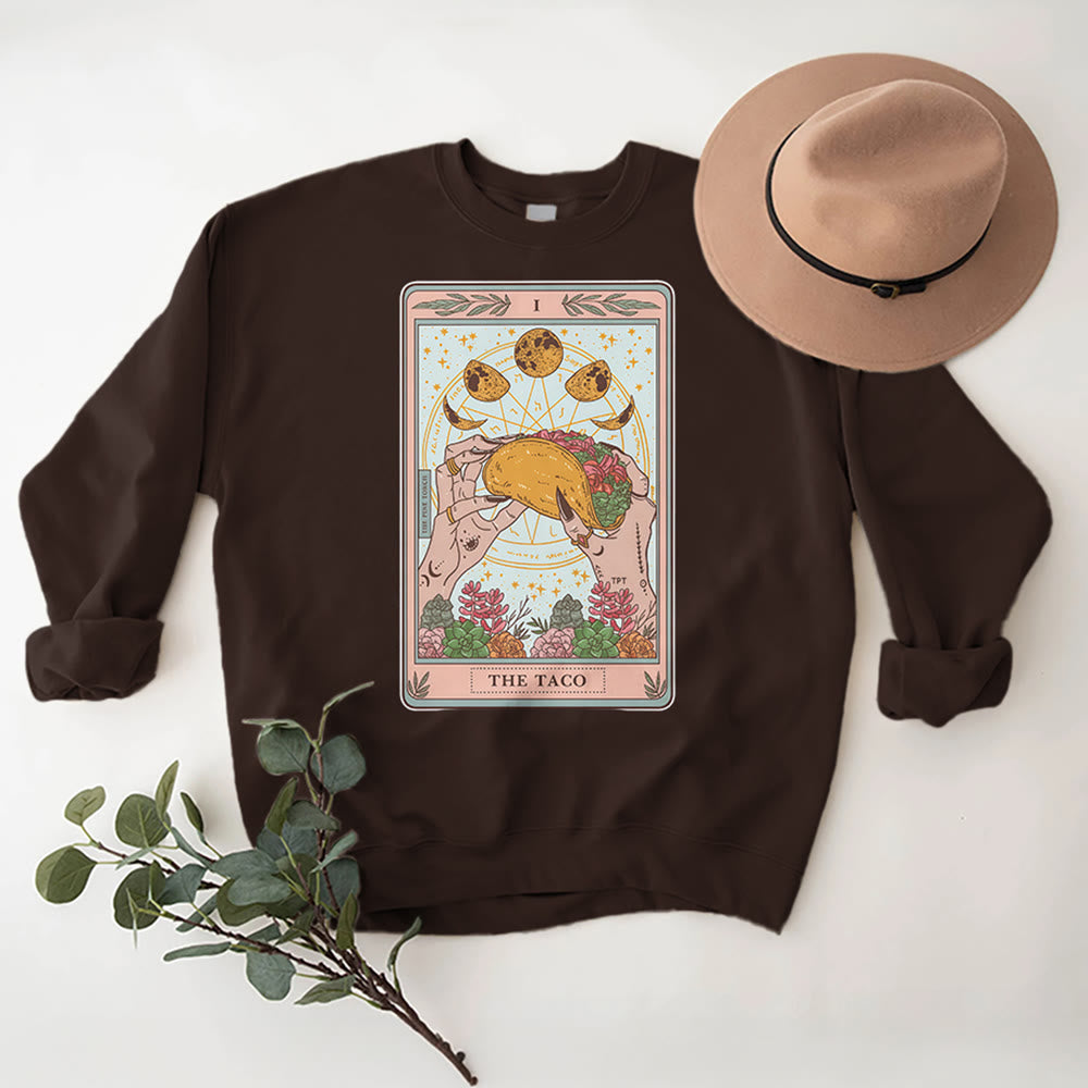 Olivenorma THE TACO Moon Phase Funny Tarot Card Fleece Loose Sweatshirt - image 10