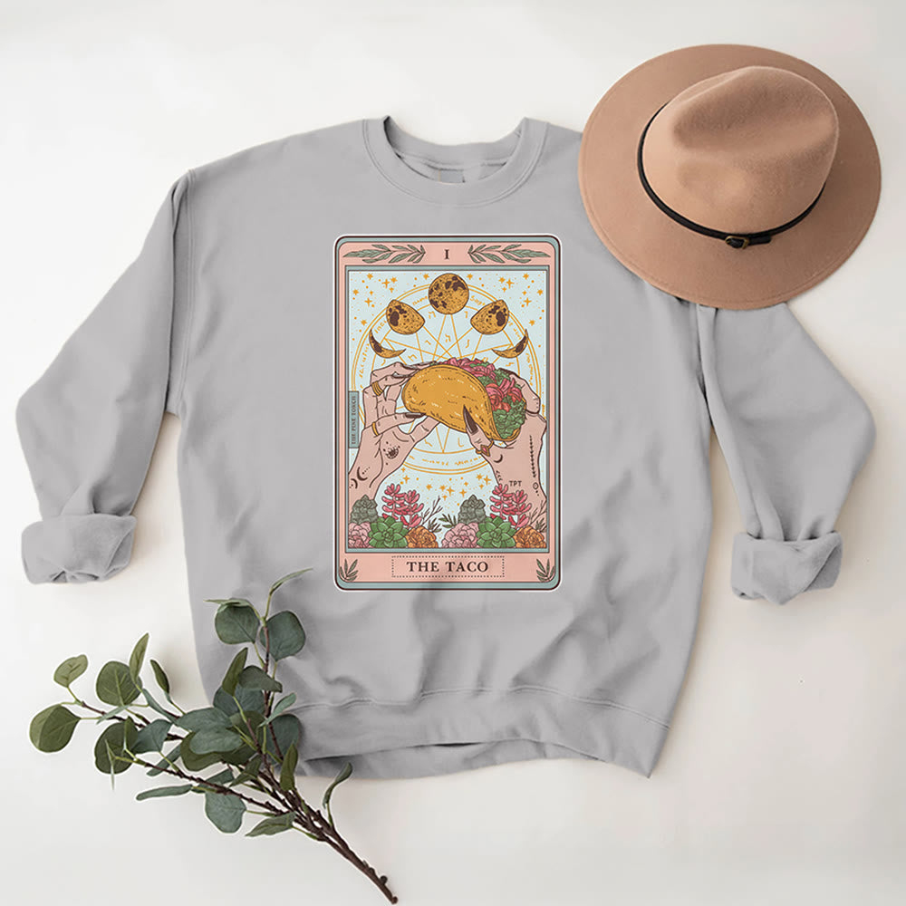 Olivenorma THE TACO Moon Phase Funny Tarot Card Fleece Loose Sweatshirt - image 8