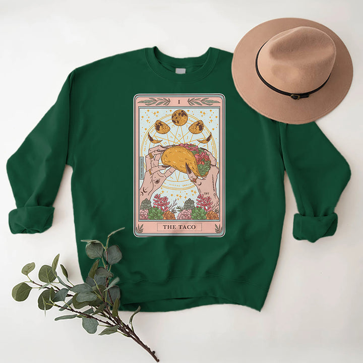 Olivenorma THE TACO Moon Phase Funny Tarot Card Fleece Loose Sweatshirt - image 16
