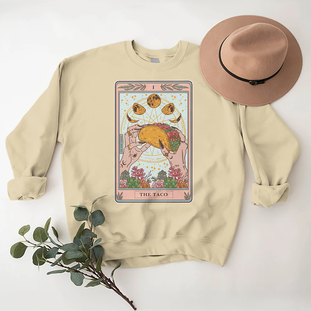 Olivenorma THE TACO Moon Phase Funny Tarot Card Fleece Loose Sweatshirt - image 12