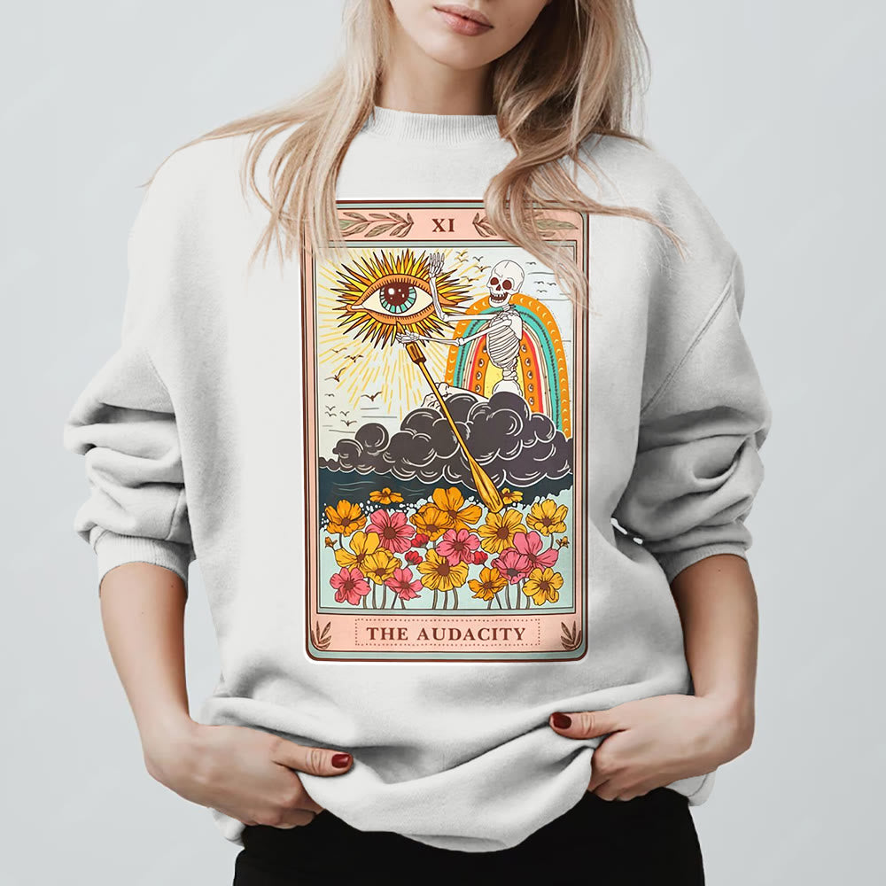 Olivenorma THE AUDACITY Skull Tarot Card Unisex Crewneck Pullover Sweatshirt - White - 2XL - image 0