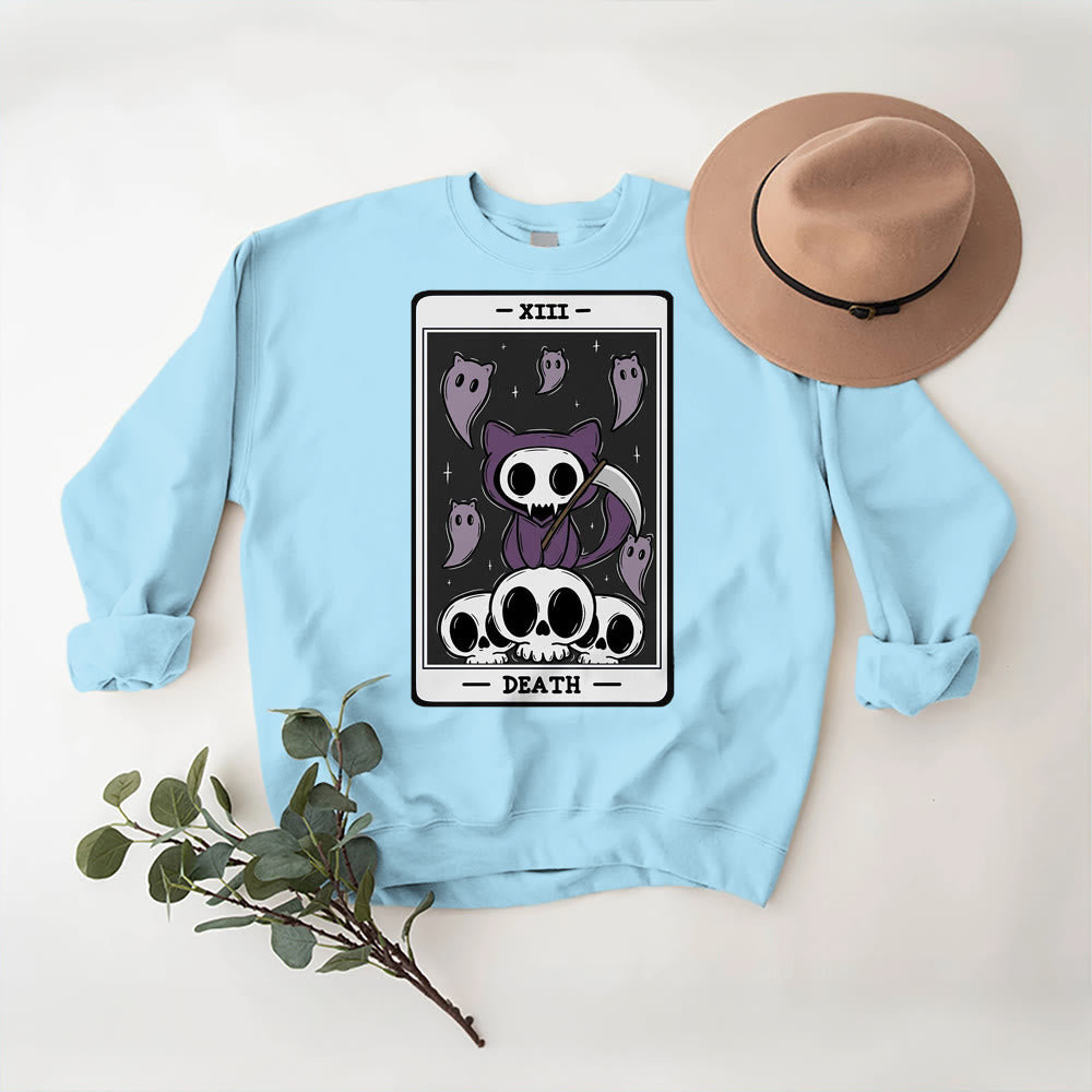 Olivenorma DEATH Skeleton Ghosts Tarot Card Long Sleeve Tee Fleece Sweatshirt - image 16