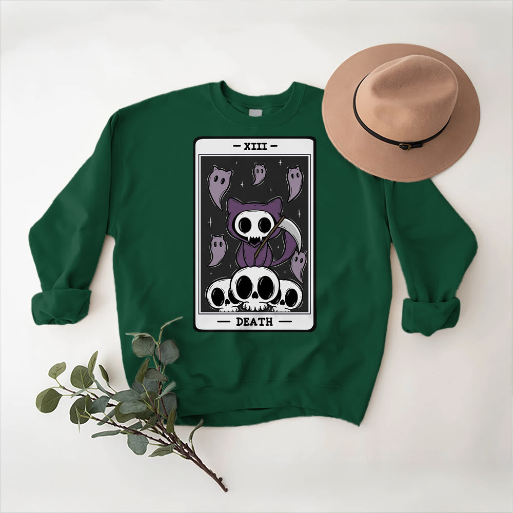 Olivenorma DEATH Skeleton Ghosts Tarot Card Long Sleeve Tee Fleece Sweatshirt - image 14