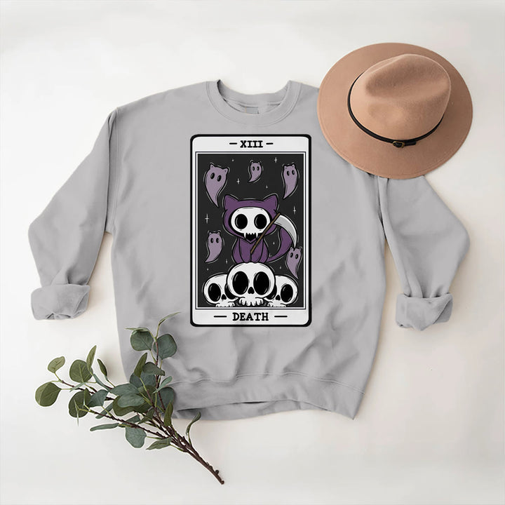 Olivenorma DEATH Skeleton Ghosts Tarot Card Long Sleeve Tee Fleece Sweatshirt - image 8