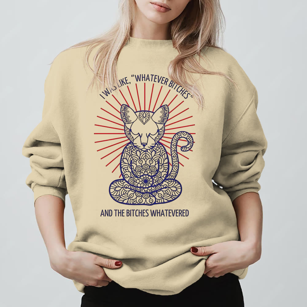 Olivenorma WHATEVER BIT*HES Meditation Inspiritual Long Sleeve Crewneck Sweatshirt - LightYellow - 2XL - image 0