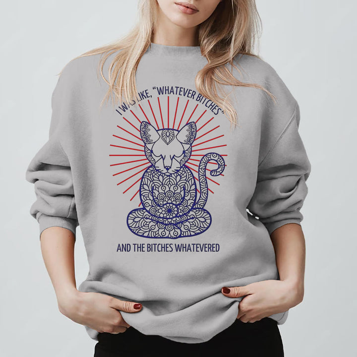 Olivenorma WHATEVER BIT*HES Meditation Inspiritual Long Sleeve Crewneck Sweatshirt - Grey - 2XL - image 7