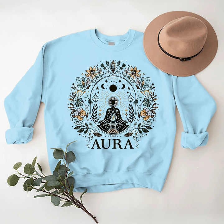 Olivenorma AURA Meditation Sweatshirt Long Sleeve Fleece Crewneck Pullover Sweatshirt - image 8