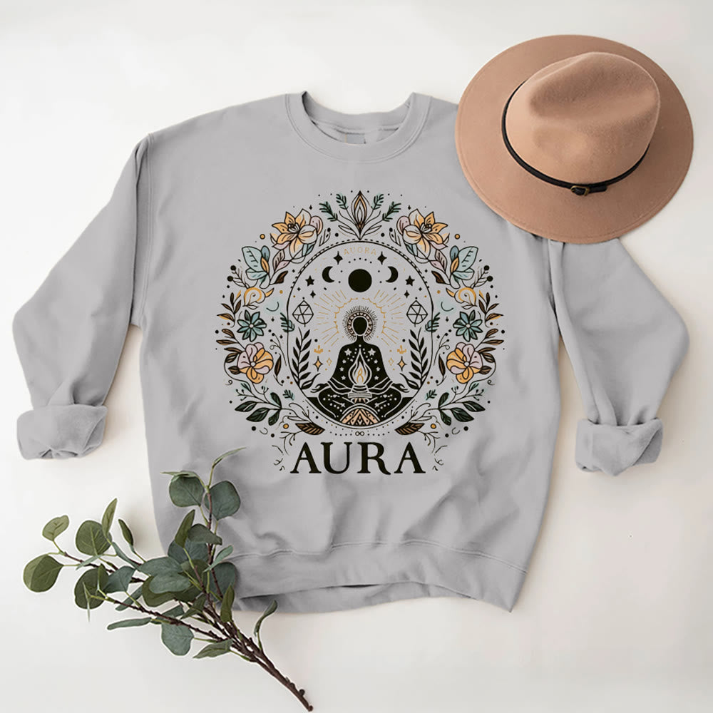 Olivenorma AURA Meditation Sweatshirt Long Sleeve Fleece Crewneck Pullover Sweatshirt - image 4