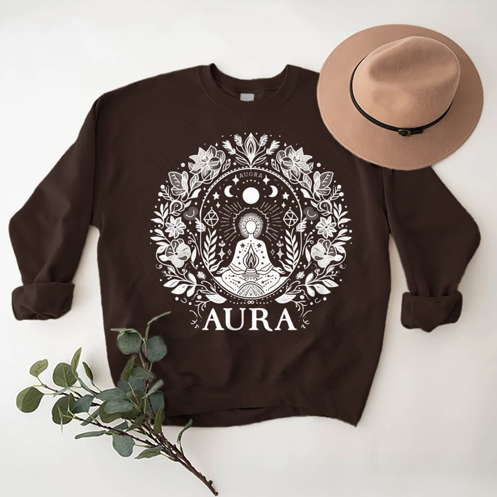 Olivenorma AURA Meditation Sweatshirt Long Sleeve Fleece Crewneck Pullover Sweatshirt - image 16