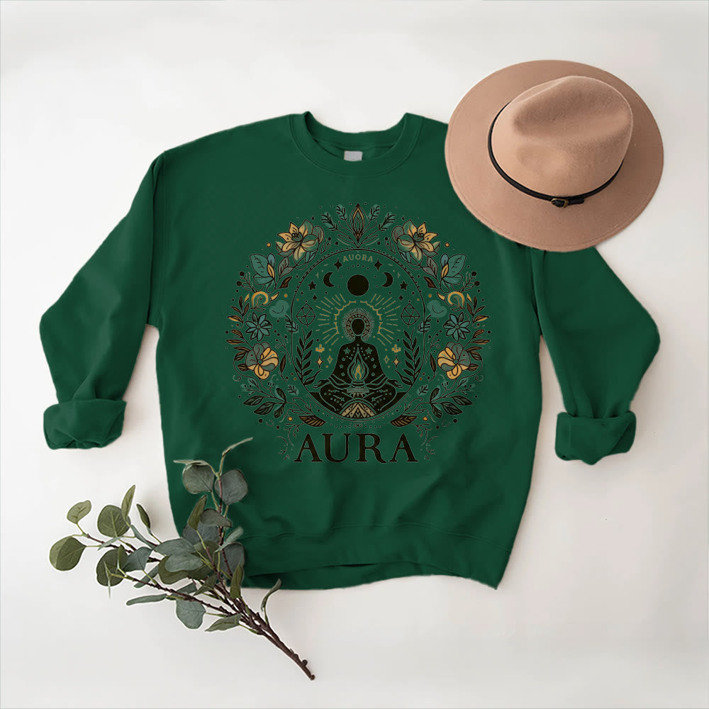 Olivenorma AURA Meditation Sweatshirt Long Sleeve Fleece Crewneck Pullover Sweatshirt - image 12