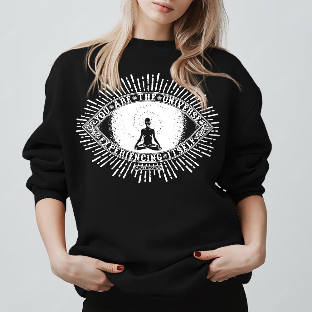 Olivenorma YOU ARE THE UNIVERSE... Motto Inspiritual Fleece Sweatshirt - Black - 2XL - image 5