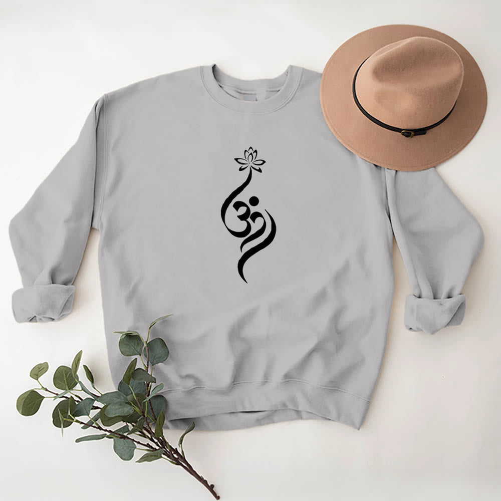 Olivenorma Lightweight OM Symbol Lotus Meditation Inpiritual Fleece Sweatshirt - image 9