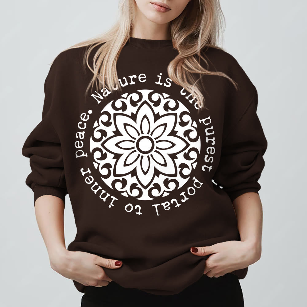 Olivenorma NATURE IS THE PUREST PORTAL TO INNER PEACE Fleece Inspiritual Sweatshirt - Brown - 2XL - image 7