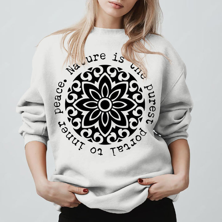 Olivenorma NATURE IS THE PUREST PORTAL TO INNER PEACE Fleece Inspiritual Sweatshirt - White - 2XL - image 3