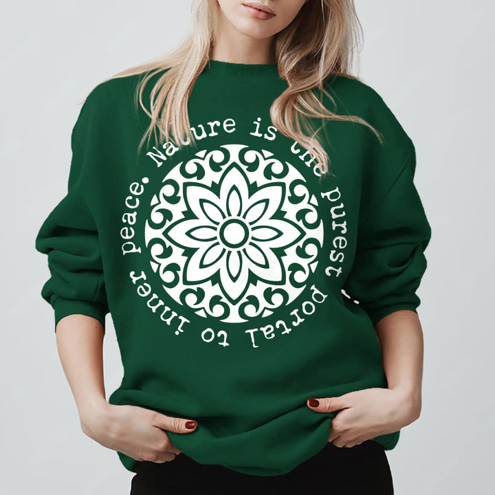 Olivenorma NATURE IS THE PUREST PORTAL TO INNER PEACE Fleece Inspiritual Sweatshirt - Green - 2XL - image 13